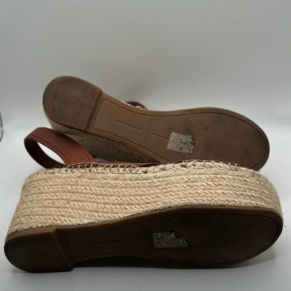 Dolce Vita Sz 10 Carsie‎ Brown Leather Espadrille Wedges Ankle Strap